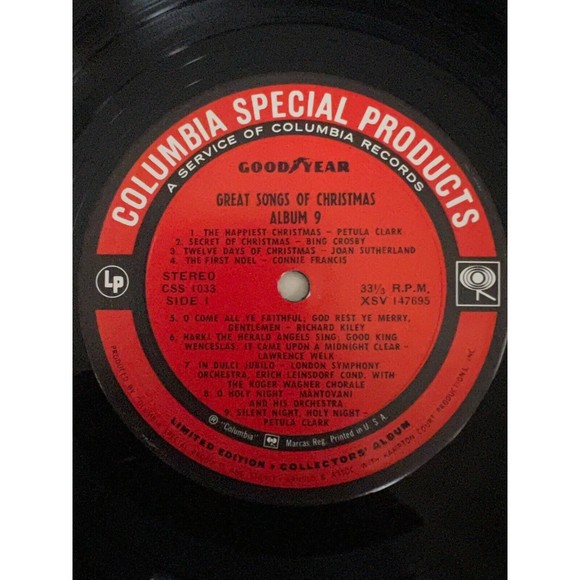 Great Songs Of Christmas LP Goodyear Album Three and Nine 1033 / 117 1969 EX - Picture 5 of 11